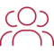 Icon: Mitarbeiter (rot) Rotes Icon mit drei Personen